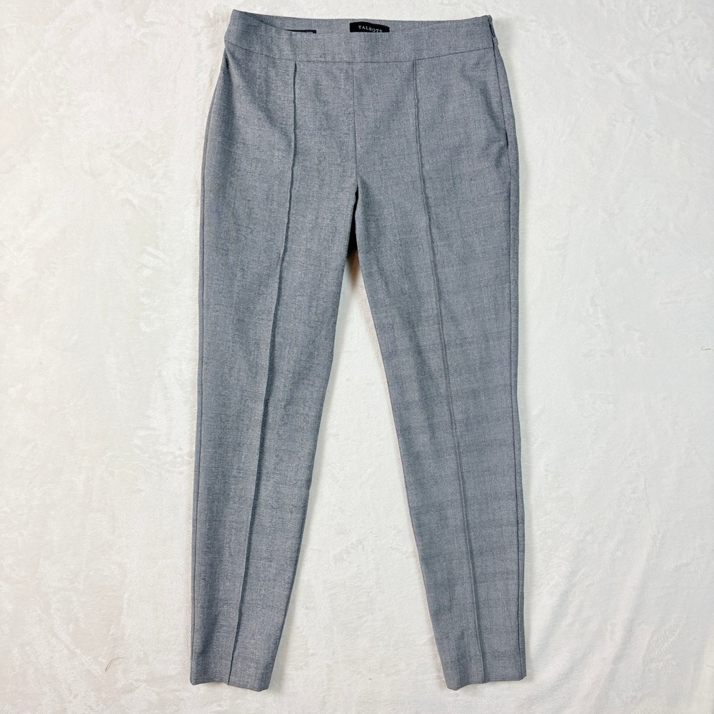 Talbots‎ Pants Women Sz 4 Grey Glen Plaid High-Waist Skinny Ankle Side Zip